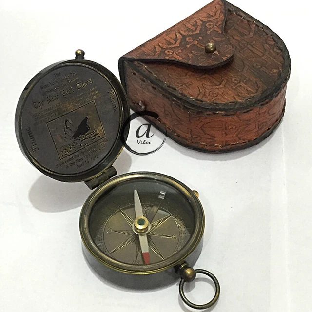 Christmas Nautical Engraved Ship Military Compass Brass Pocket Tool War Vinta