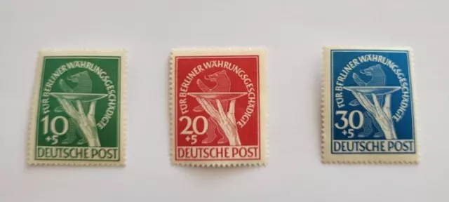 Berlin Nr. 68-70 postfrisch ,  Währungsgeschädigte 1949 mit Unterrand