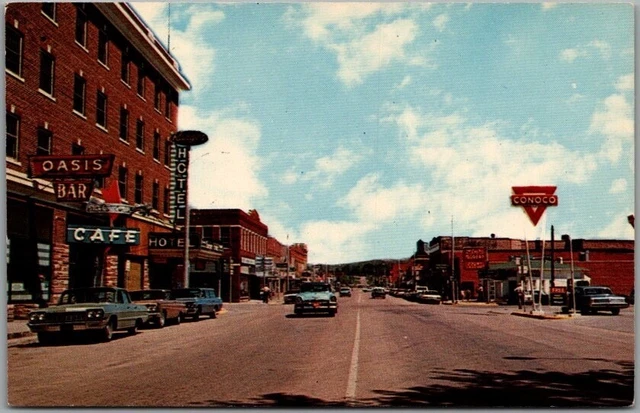 Vintage 1950s LUSK, Wyoming Postcard Main Street / Downtown Scene / Unused