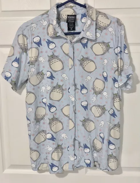 My Neighbor Totoro Studio Ghibli Short Sleeve Nature Button Up Shirt  Medium