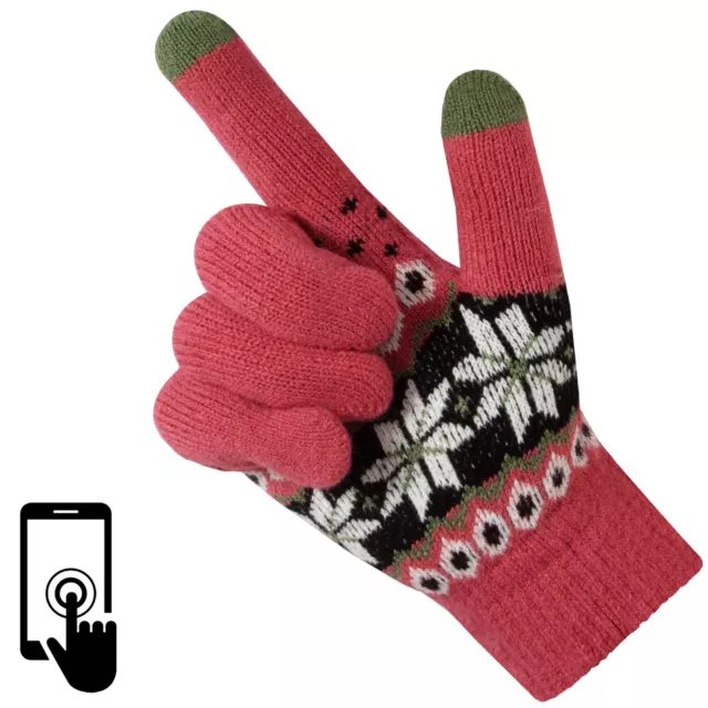 Womens Ladies Warm Winter Thick Thermal Woolen Knitted Touch Screen Gloves