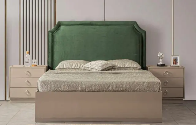 Lit 2x Nachttische Moderne Chambre à Coucher Meuble Luxe Bois Design 3tlg