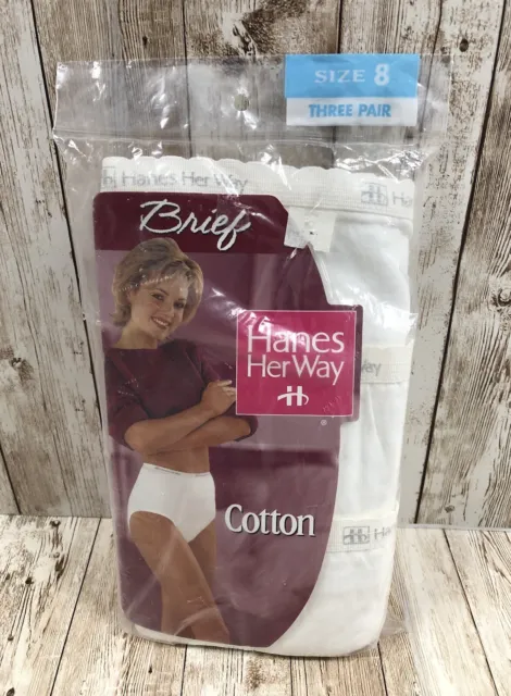Vintage Hanes Her Way Cotton Brief Panties Size 8 Pastel Peach NOS Granny  90s