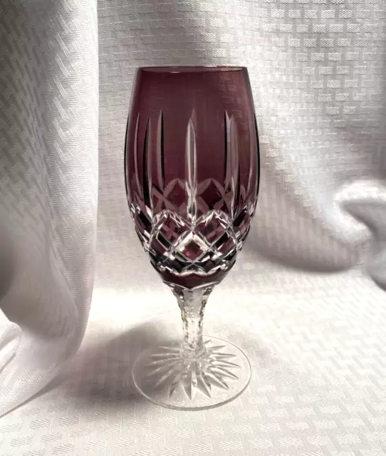 Ajka Arabella Water Glass Amethyst Purple Cut To Clear Crystal Bohemian Hungary