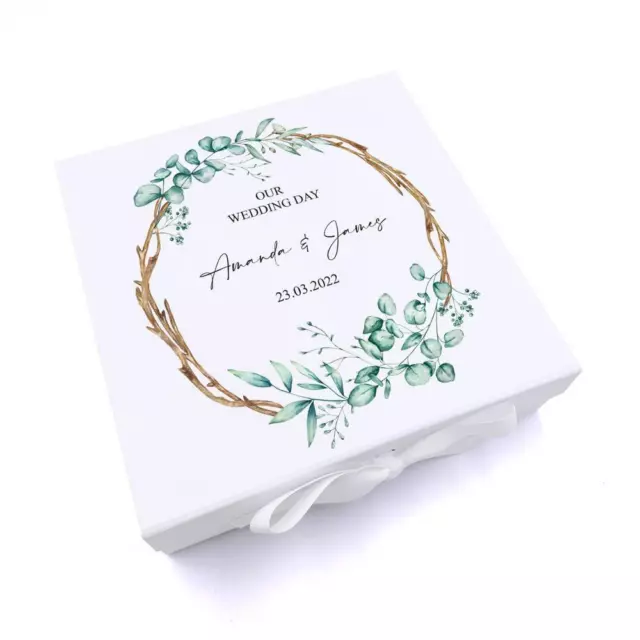 Personalised Keepsake Box Wedding Memory box Gift With Leaves and Sticks UV-825