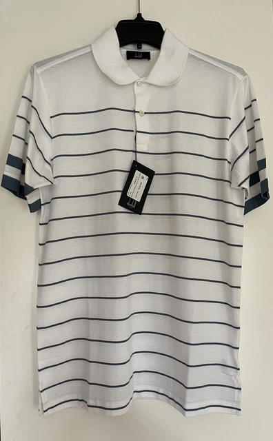 Polo uomo Dunhill blu bretone a righe bianca taglia M nuova con etichetta