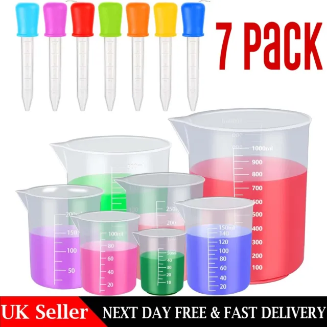 7Pcs Silicone Measuring Cup Mixing Cups Epoxy Cup for Epoxy Resin Mixing