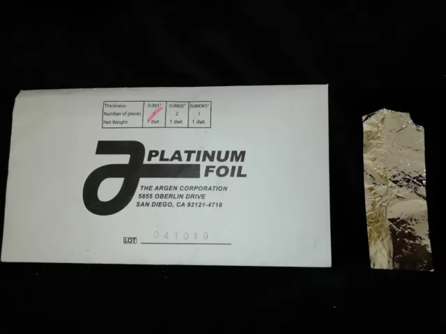 Platinfolie,0,001 und 1 dwt, 1,56 gr.