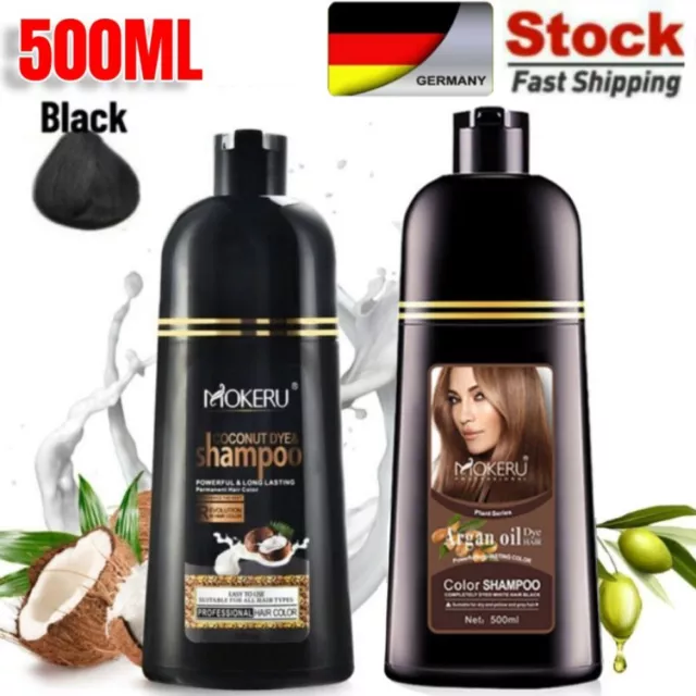 500ml Verdunkelung Schwarz Haarfarbe Shampoo Argan/Kokosöl Öl Haar färbemittel