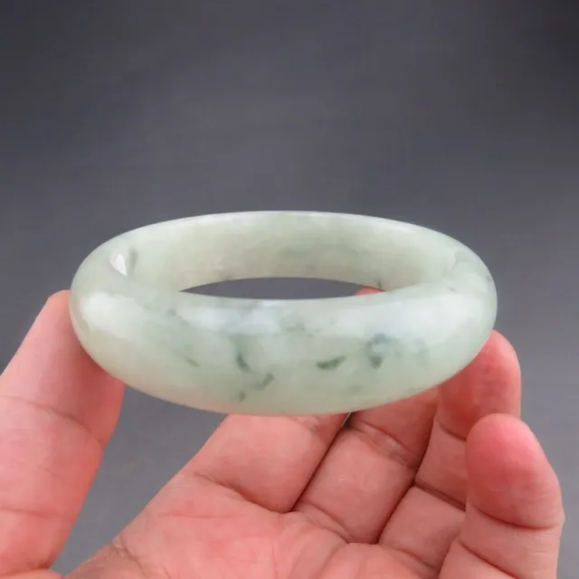 59mm Certified Grade "A" Natural Green Jadeite Jade Gems Bangle Bracelet V50