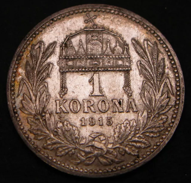 HUNGARY 1 Korona 1915 KB - Silver 0.835 - Franz Joseph - XF - 3058 *