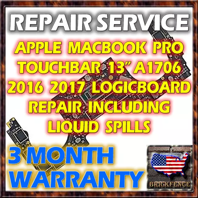Apple Macbook Pro 13 A1706 2016 2017 Touchbar Logic Board Repair & Liquid Spill