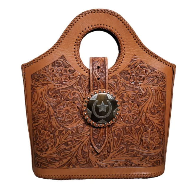 Hand Tooled Leather Western Purse Saddle-Brown. Custom Lucchese?