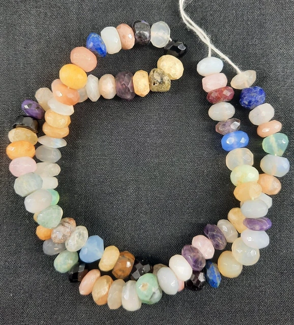 16 "Strand Natural Mix Gemstone Facettes Rondelle Forme Perles Bijoux...