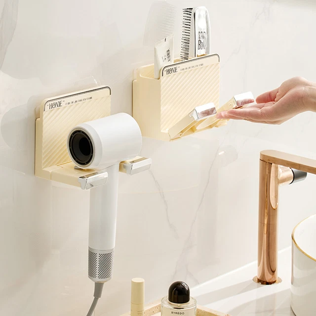 Soporte secador de pelo, montaje en pared, almacenamiento, fácil instalación,