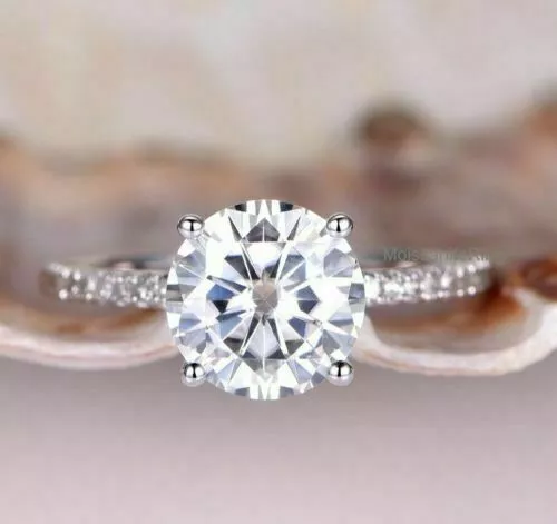 Beautiful 2.20Ct Round Cut Diamond 14k White Gold Finish Engagement Ring Size 6