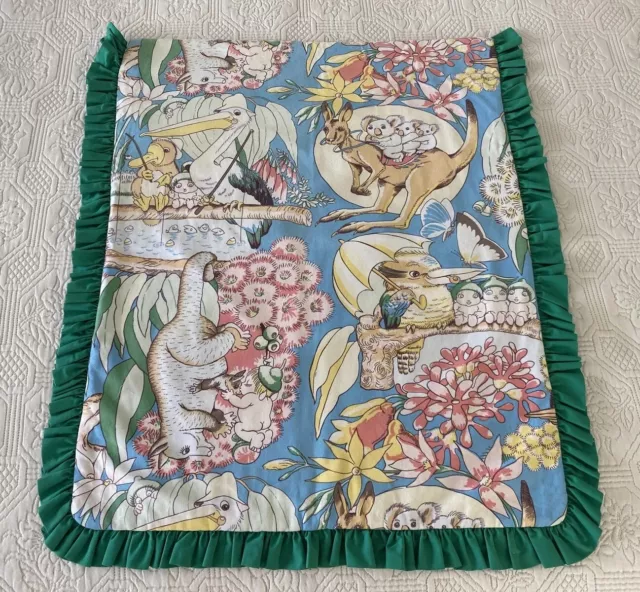 Vintage Handmade May Gibbs Gum Nut Babies Bassinet Quilt 80 cm x 70 cm