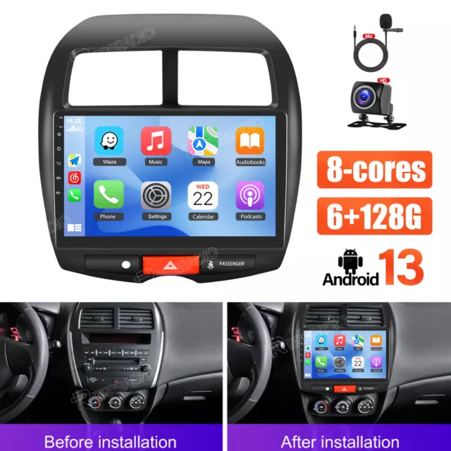 6+128GB 10'' Android13 Für Mitsubishi ASX 2010-2016 Autoradio Navi GPS DAB+ USB