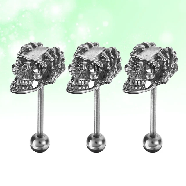 3 Pcs Straight Tongue Rings Stainless Steel Tongue Rings Barbell Nipplerings