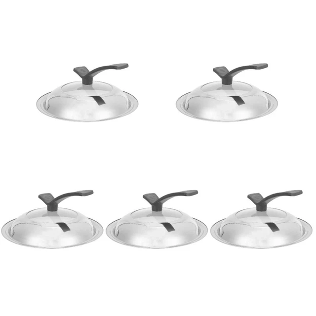 5 piezas Universal Pot Cover tapa redonda de vidrio olla tapa de acero inoxidable sartén tapa cocina