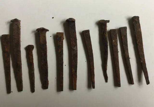 12x Antique Vintage Rusty Nails. 2”-3”. Mixed Types.