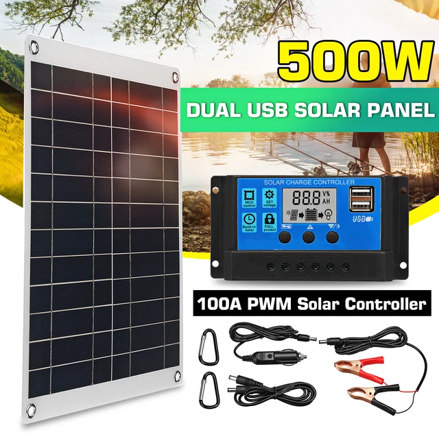 500W Kit de Panneau Solaire Chargeur de Batterie 12V RV Remorque 100A Contrôleur