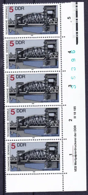 Briefmarken DDR Mi Nr. 3203 Hubbrücke BZN Druckvermerk DV WPD **