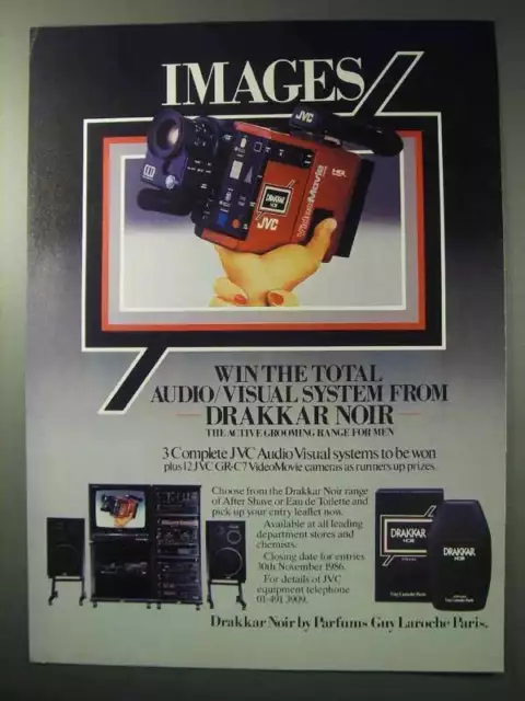 1986 Drakkar Noir Cologne Ad - JVC GR-C7 Camera
