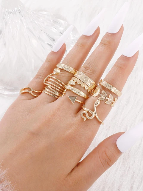 Set 22 Anelli In Acciaio Inossidabile Donna - Design Aperto Regolabile Con Motivi Farfalla, Cuore E Serpente - Foto 11