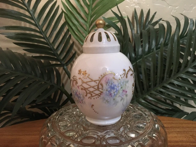 Antique M. Redon Limoges France Hand Painted Signed Porcelain Potpourri Urn