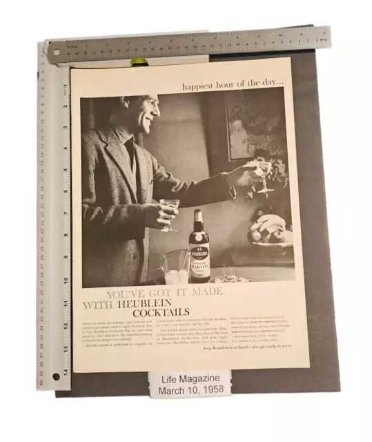 March 1958 Paper Print Ad Heublein Cocktails Life Magazine Print Ad see pic