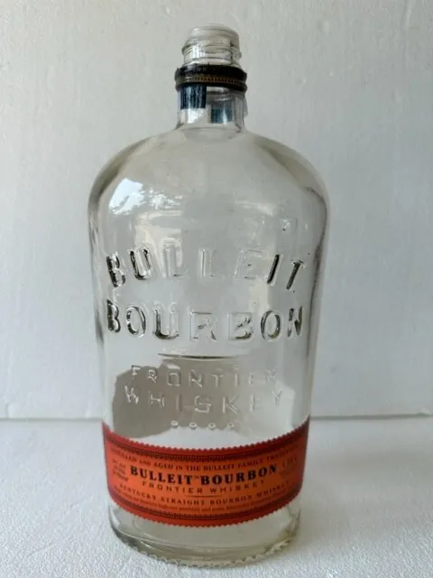 1 Empty Bulleit Bourbon Frontier Whiskey Bottle 1.75L No Cap  Orange Label