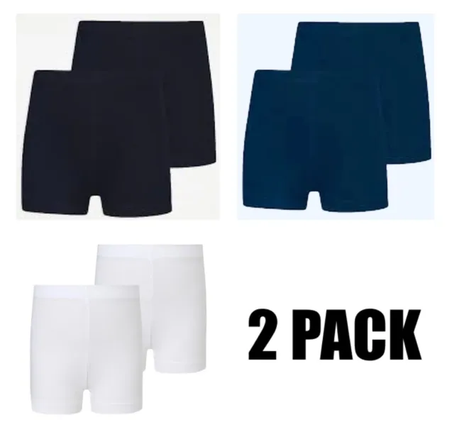 Girls 2 Pack Gym Jersey Shorts Ex Ge@rge Navy Black Cotton Stretch PE School Kit