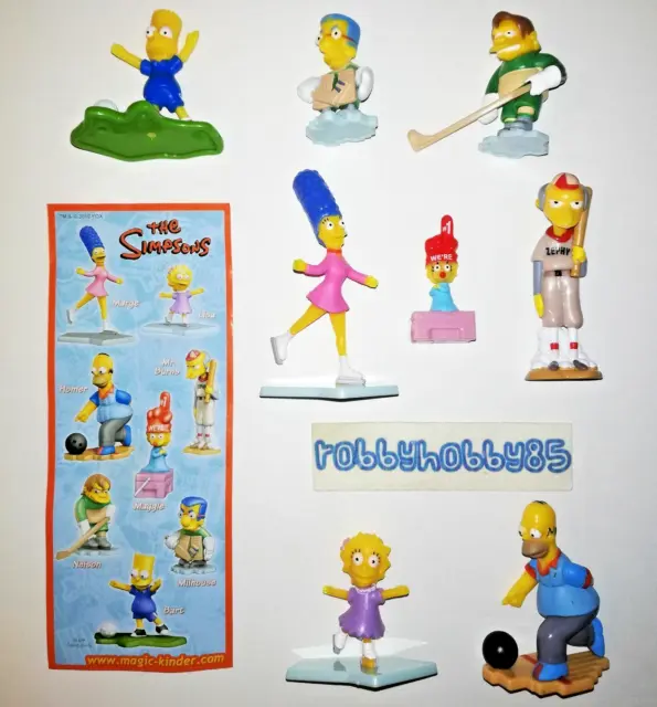 The Simpsons Complete Set Of 8 With Papers (Un154 - Un161) Kinder Surprise 2010