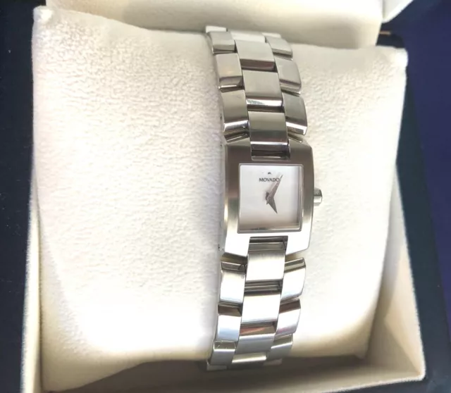 Orologio Donna MOVADO ELIRO MANCHETTE MOP Quadrante Museo St Steel Quarzo Svizzero 7" 6
