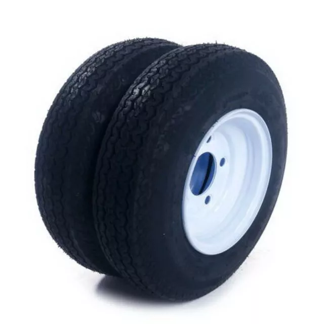 Two Tralier Tires Tubeless 480-8 4.80 X 8 8" B 5 Lug Hole Bolt Wheel White 4 Ply