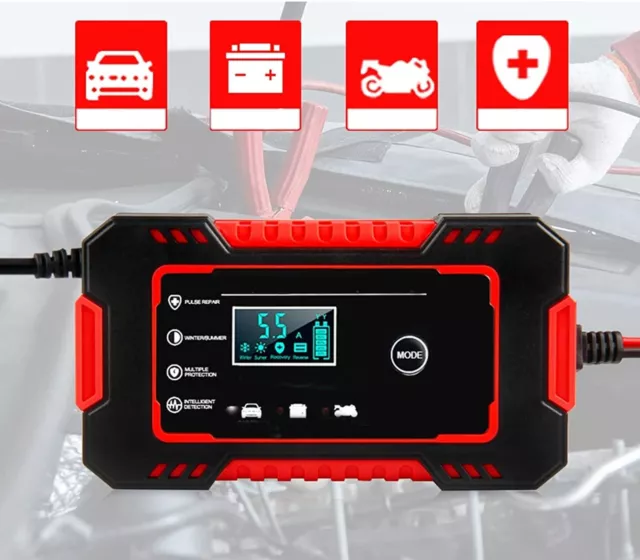 Avviatore Emergenza Batteria Auto 12V 3-5-6A Caricabatterie Intelligente LCD 2