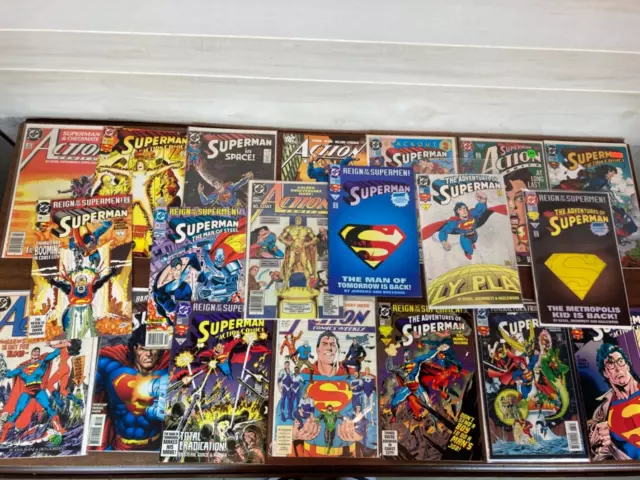20 SUPERMAN comic book lot Action DC 90s Man Steel Reign Death Supermen Funeral