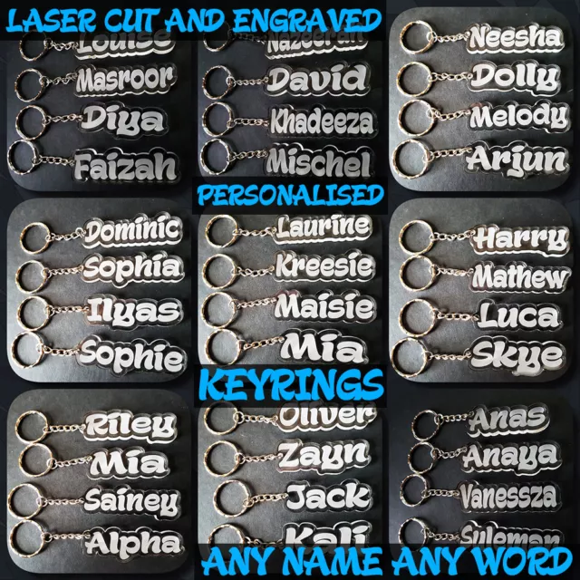 BEST Personalised ANY NAME  LASER CUT & ENGRAVED KEYRING KEYCHAIN CHRISTMAS GIFT