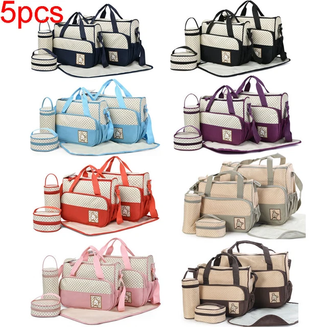 5Pcs Mummy Handbag Diaper Bags Set Shoulder Baby Nappy Changing Bag Travel AU