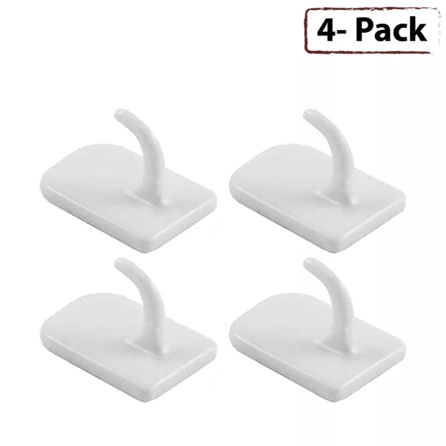 SELF ADHESIVE STICK ON CENTRE HOOKS FOR NET CURTAIN WIRE WHITE ( pack of 4 )