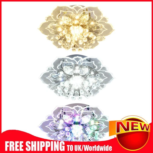 Modern 9W LED Crystal Chandelier Pendant Flower Shape Lamp Hallway Decor Lights