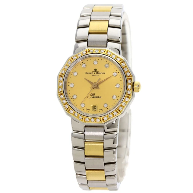 Gosasa Orologio Unisex Di Lusso Con Cristalli E Diamanti - Acciaio Inox, Calendario, Quarzo (Argento/Oro)