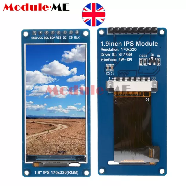 1.9'' IPS Full Angle TFT LCD Color Display Screen Module SPI ST7789 170x320 UK