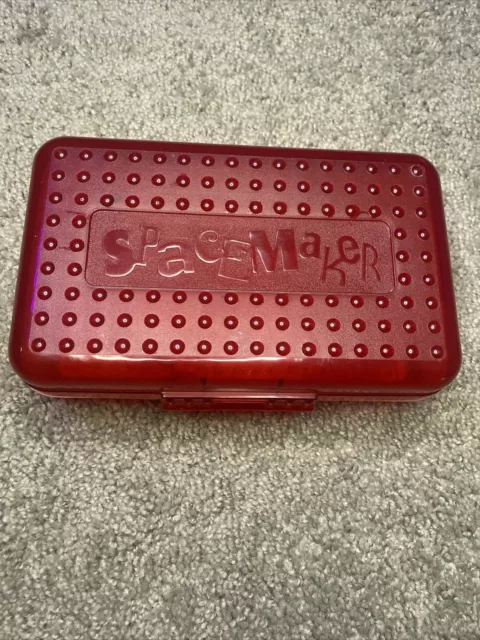 Vintage 90's Spacemaker Pencil Box Plastic Storage Case Red/Clear USA Made
