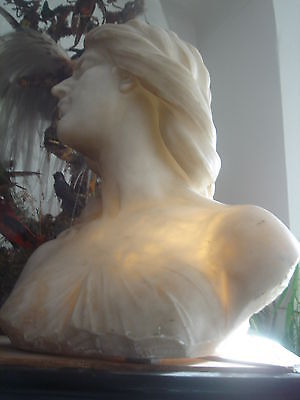 Phenomenal RARE Original Art Deco Period Alabaster Bust Sculpture Signed A.Gory