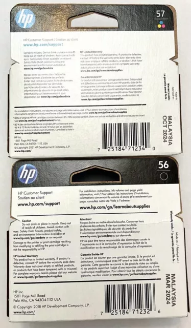 New Genuine HP 56 Black 57 Tricolor 2PK Ink Cartridges! NOT EXPIRED
