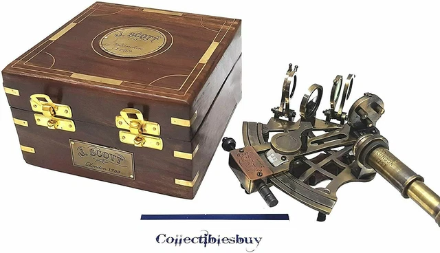 Vintage Nautisch Antik Messing J Scott London 4 " Sextant Mit Holzkiste Geschenk