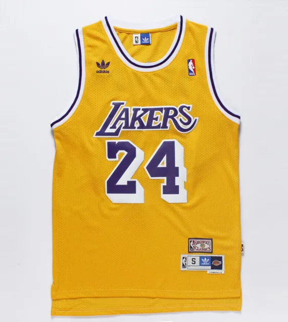 Rétro Kobe Bryant #24 Los Angeles Lakers Maillot de basket Cousu Jaune