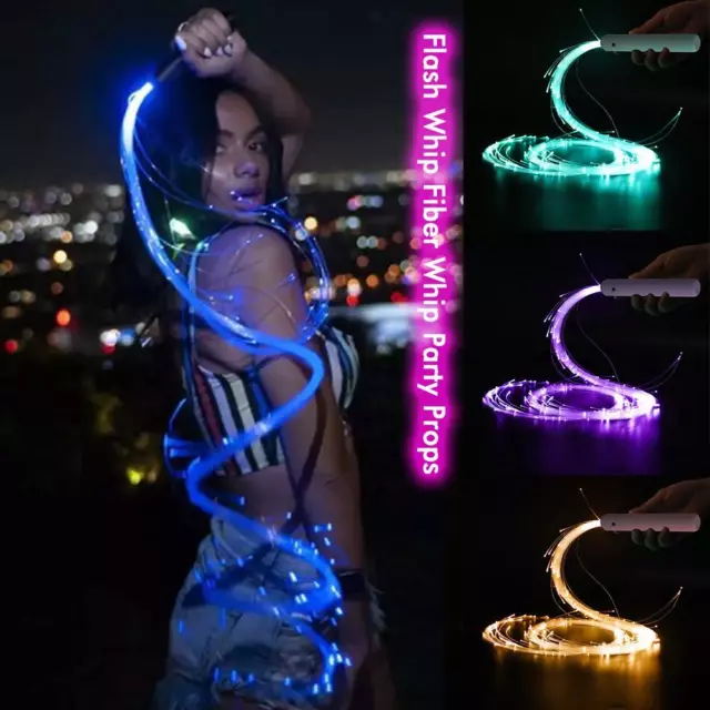 LED Fiber Optic Dance Whips Light USB Rechargeable Home P,, Gift Party D6L1